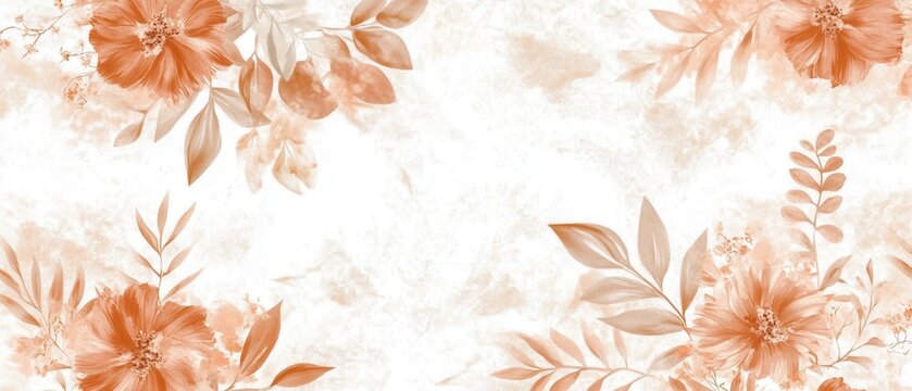 Elegant floral watercolor background in warm terracotta tones for invitations and designs