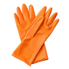 Pair of rubber glove for cleaning isolated on transparent background.