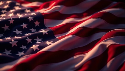 The American flag is waving in the wind