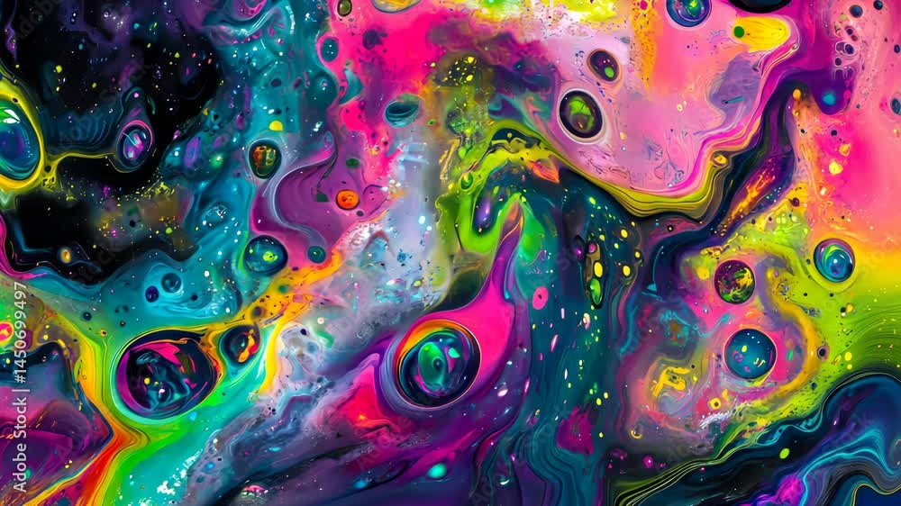 Poster dynamic neon paint flow captivating abstract color movement