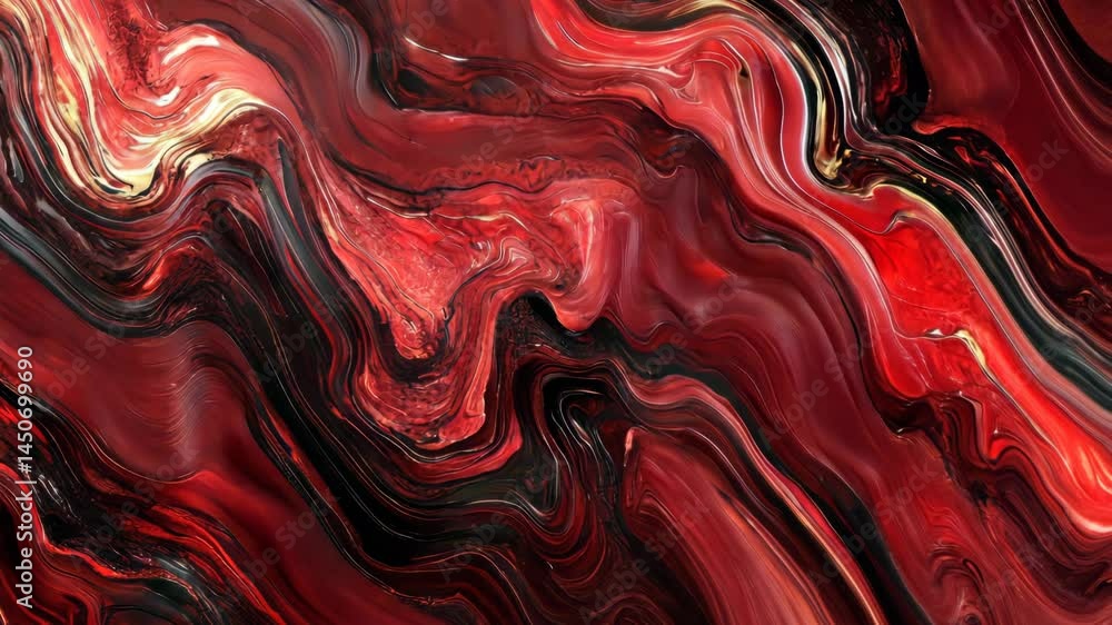 Poster mesmerizing abstract red and black fluid motion patterns