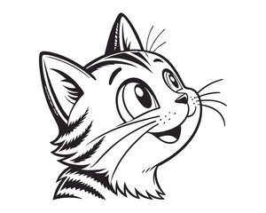 Obraz premium Monochrome cat head mascot vector art for print on a white background