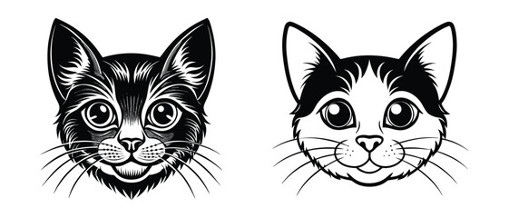 Obraz premium Stylized tabby cat face sketch, pet animal design on a white background