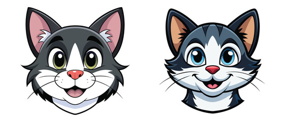 Fototapeta premium Stylized tabby cat face sketch, pet animal design on a white background