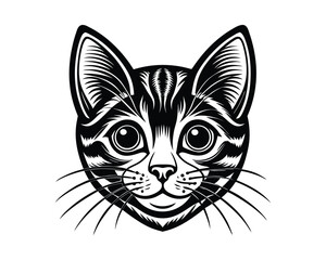 Obraz premium Detailed feline face line art engraving style icon on a white background