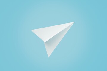 Naklejka premium 3d Paperplane Icon isolated on blue background, suitable for website, mobile app, print, presentation, infographic, and other projects. Minimal Cartoon White Paper plane for education. 3d render.
