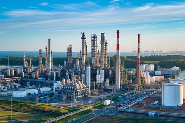 Oil Refinery Industrial with Complex Pipelines