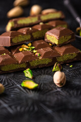 Dubai chocolate with kadayif pistachio filling