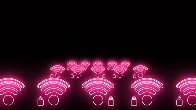 A futuristic digital background featuring a glowing neon tunnel with vibrant hues of blue, purple, and pink, symbolizing high-speed internet and data flow. The tunnel appears infinite, with Wi-F signa