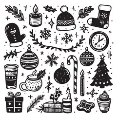 simple black and white hand drawn holiday vector illustration