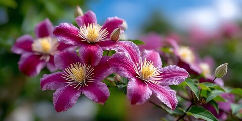 Fototapeta premium Clematis flowers in full glorious bloom