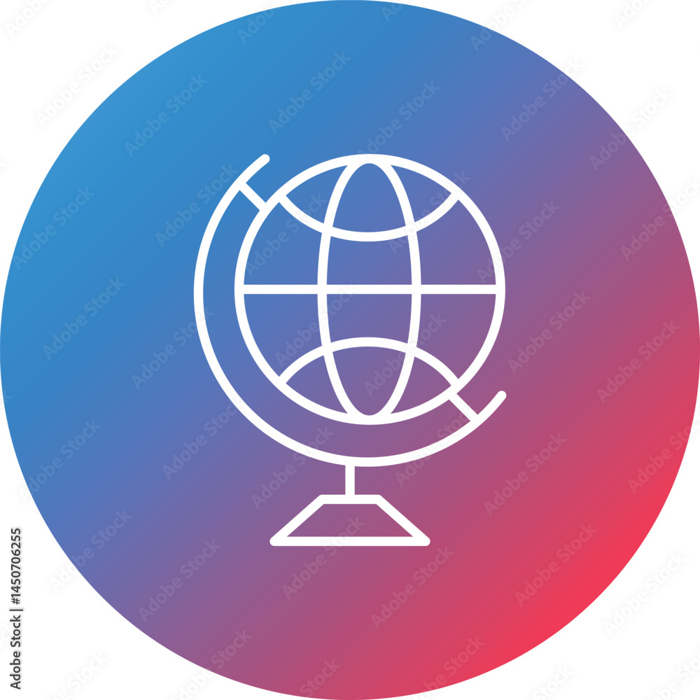 Poster globe line gradient circle background icon