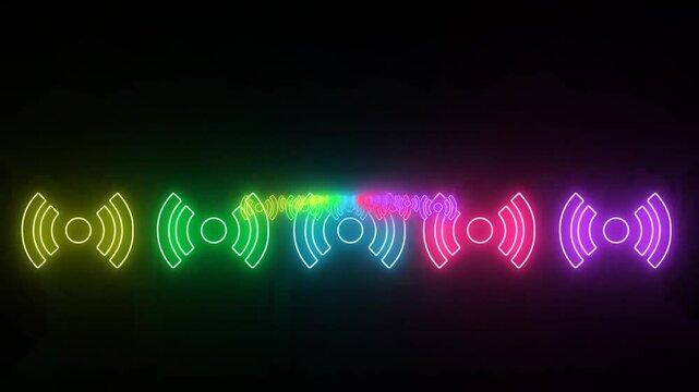 A futuristic digital background featuring a glowing neon tunnel with vibrant hues of blue, purple, and pink, symbolizing high-speed internet and data flow. The tunnel appears infinite, with Wi-F signa