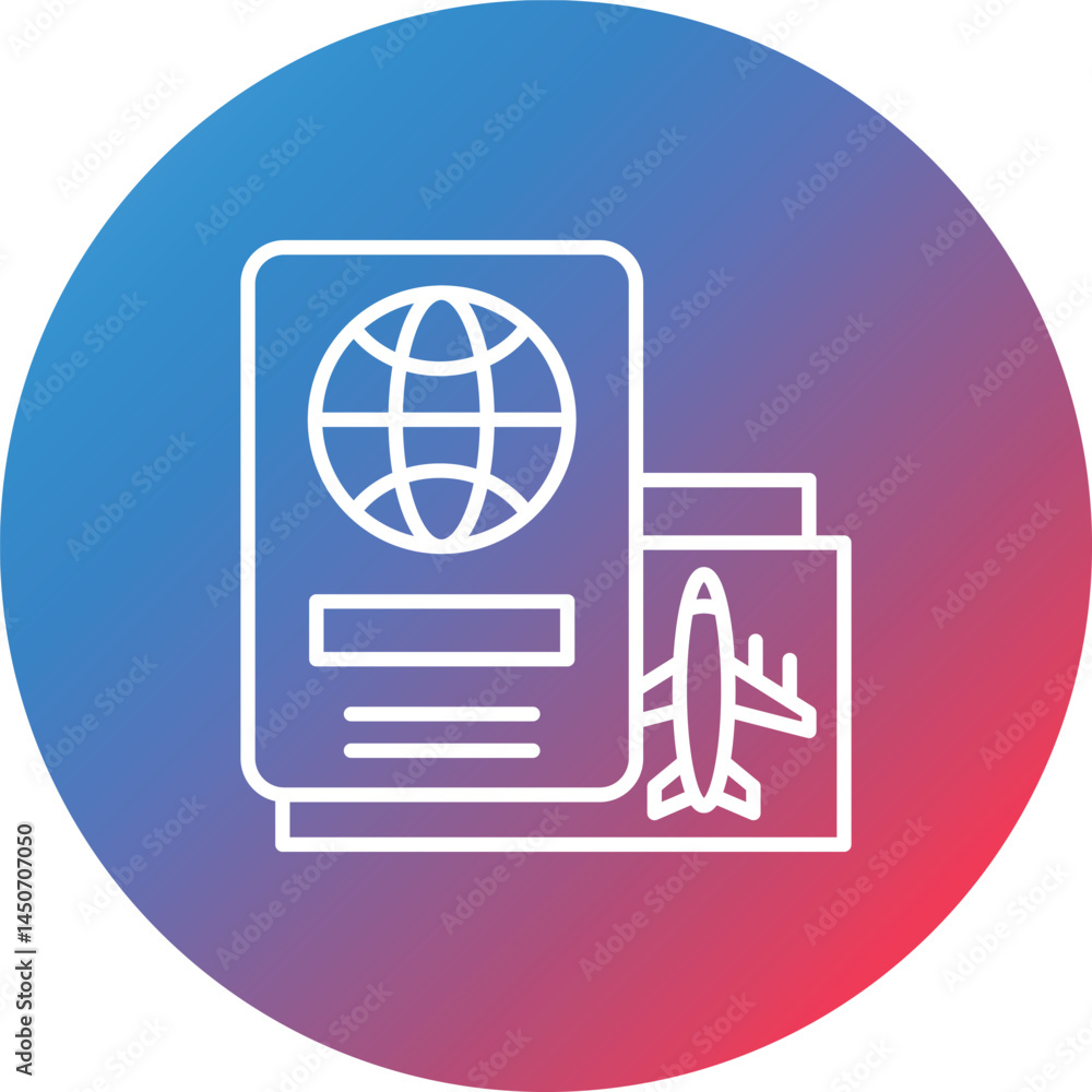 Poster flight pass line gradient circle background icon
