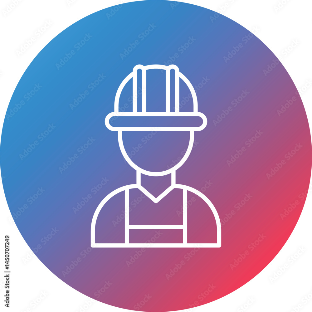 Poster worker line gradient circle background icon