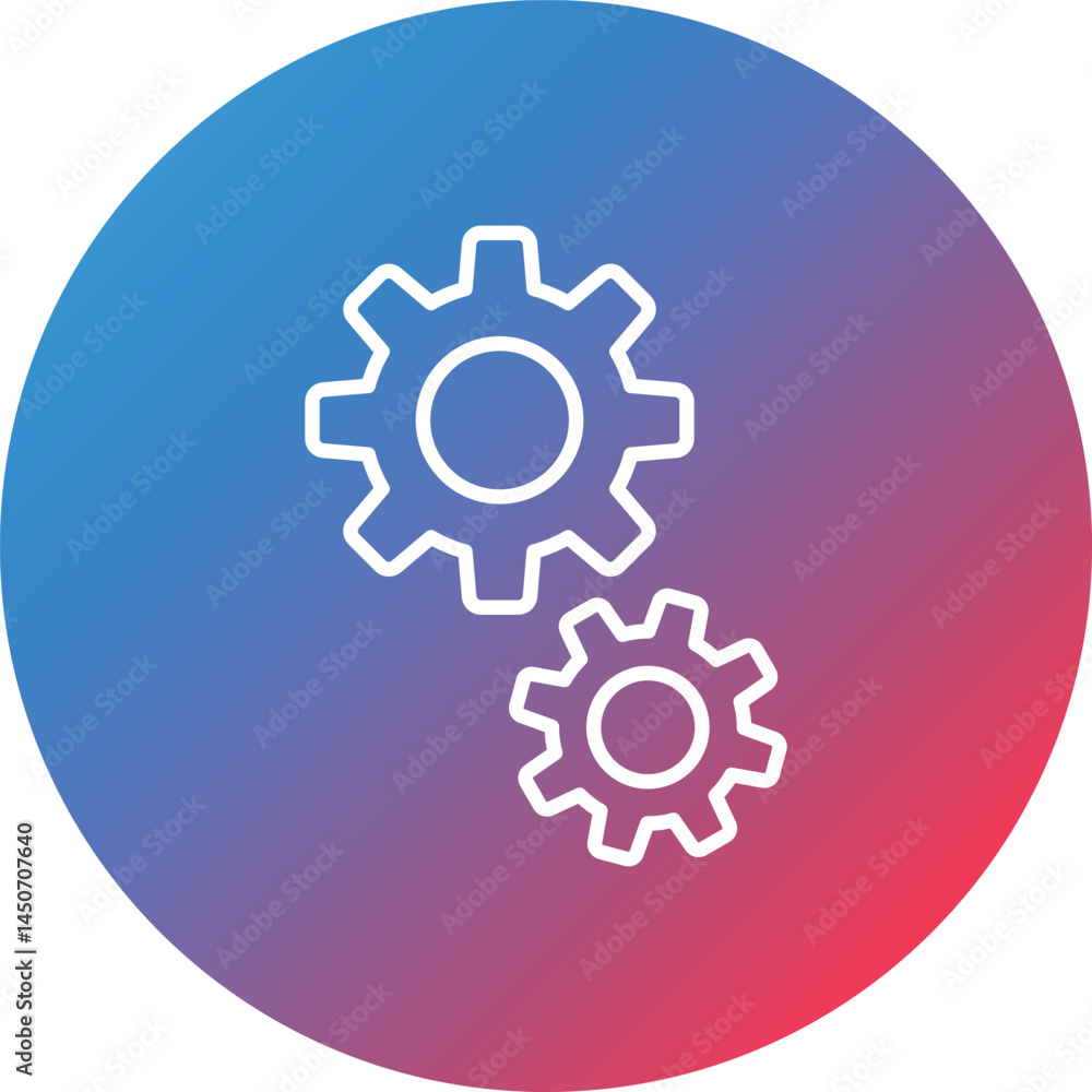 Poster cog line gradient circle background icon