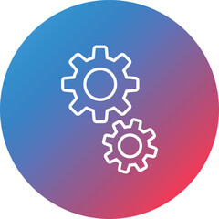 Cog Line Gradient Circle Background Icon