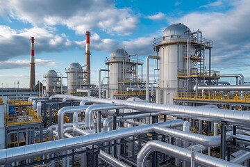Oil Refinery Industrial with Complex Pipelines