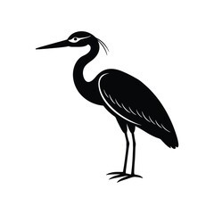 A heron bird silhouette vector art illustration