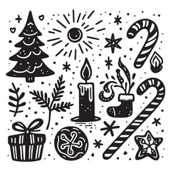 simple black and white hand drawn holiday vector illustration