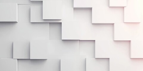  Abstract 3D background featuring randomly shifted white cube blocks, creating a modern and geometric texture. Clean, minimalistic, and futuristic design with soft lighting and subtle shadows. 