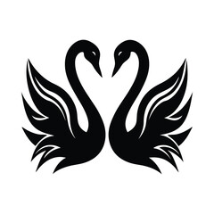 tribal style swans silhouette vector art illustration