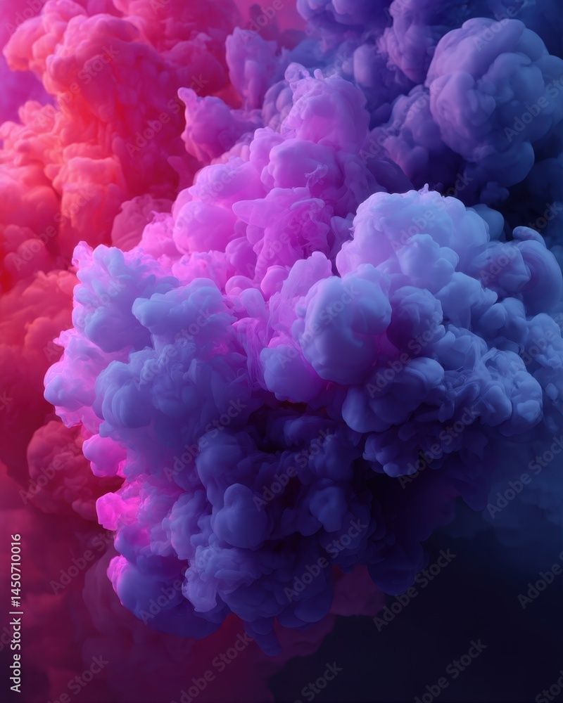 Poster ethereal cloudscape of vibrant pinks and purples creating a dreamy atmosphere showcasing soft textur