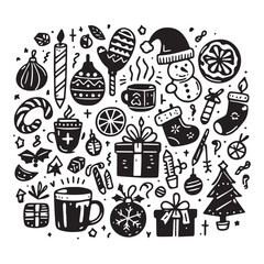 simple black and white hand drawn holiday vector illustration