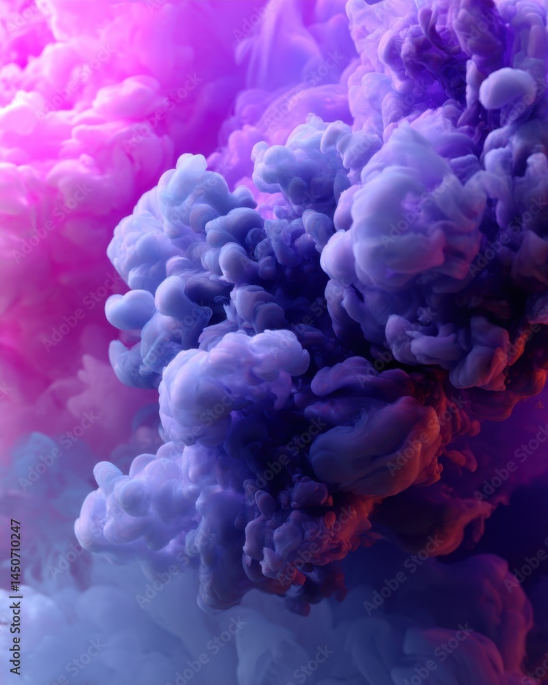 Poster ethereal cloud of vibrant purple and pink smoke creating a mesmerizing abstract background with drea