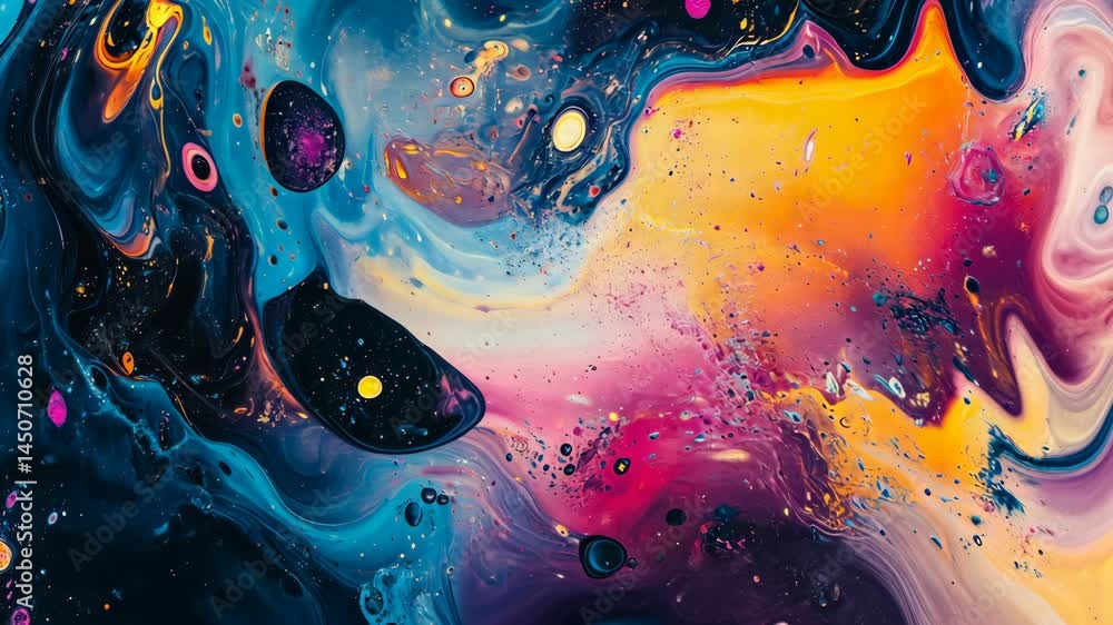 Poster vibrant abstract fluid movement with multicolor swirls and dynamic patterns