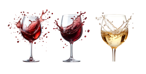 red wine pouring into glass isolated on white transparent png background