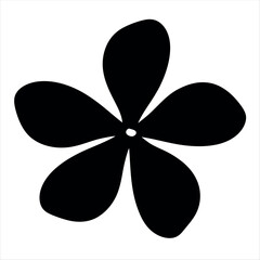 Monochrome five petal flower bloom silhouette with elegant rounded petal shape