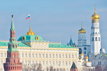 Moscow Kremlin view in sunny winter day. Moscow. Russia