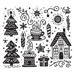Fototapeta premium simple black and white hand drawn holiday vector illustration