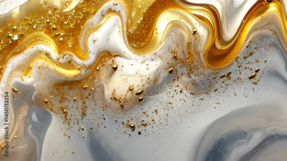 Poster golden liquid swirls creating elegant abstract patterns in motion