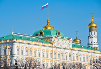 The Grand Kremlin Palace. Sunny winter day. Moscow. Russia