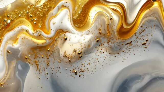 Golden liquid swirls creating elegant abstract patterns in motion