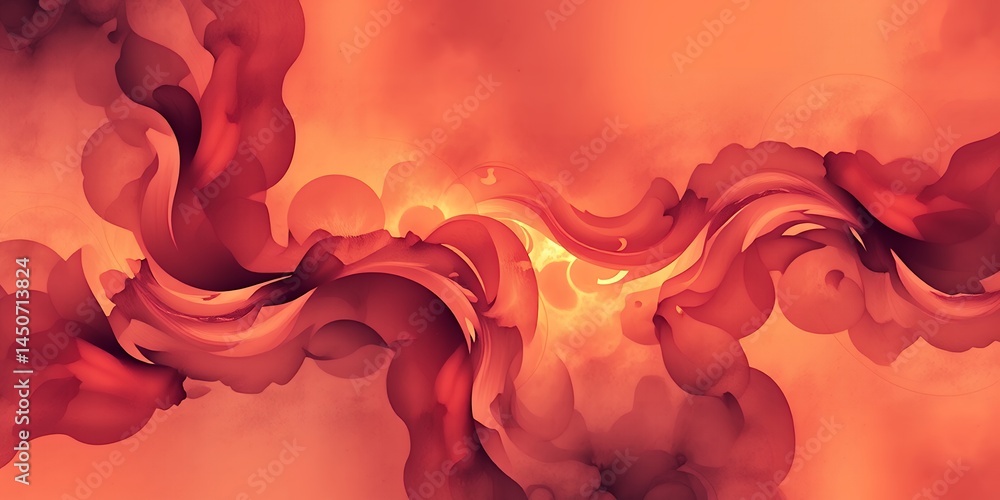Poster abstract swirls of red and orange hues creating a dynamic and fluid motion effect art