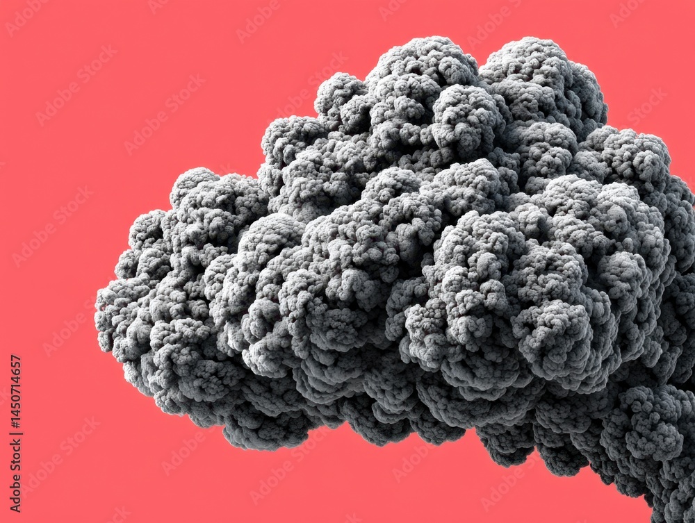 Aufkleber voluminous grey cloud formation against a vibrant coral background creating a dramatic contrast in c