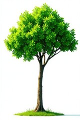 Fototapeta premium A tree branch with foliage isolated on a white background, background, green, trees