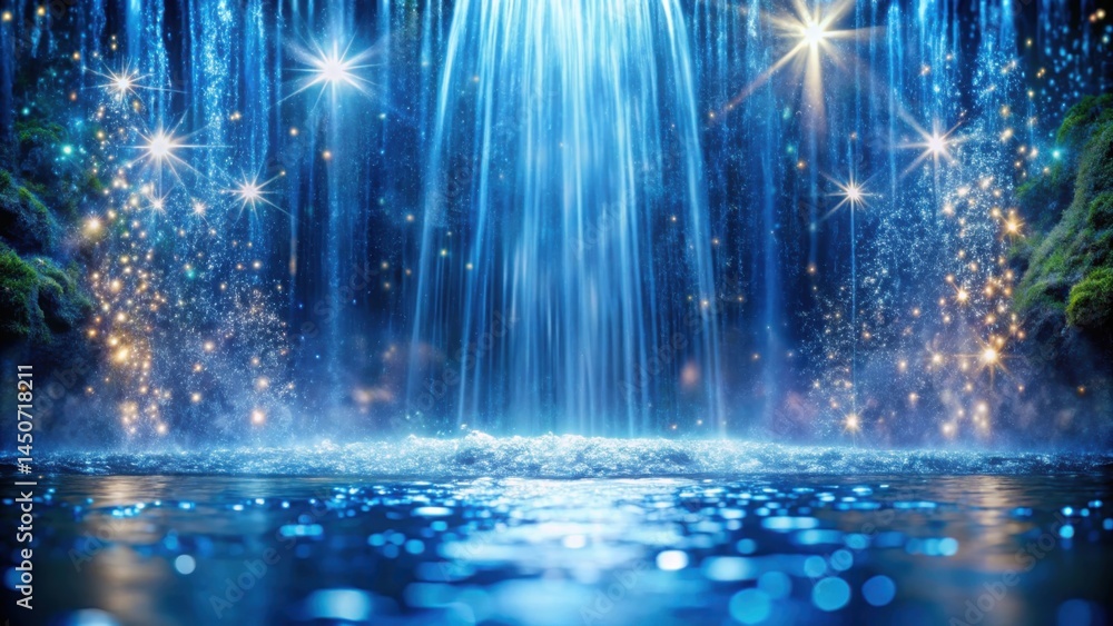 Aufkleber a magical waterfall with a sparkling mist and a serene pool of water