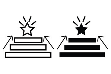 rising star, Shooting stars, Firework star,  staircase graph with a shining star collection vector illustration symbol. 