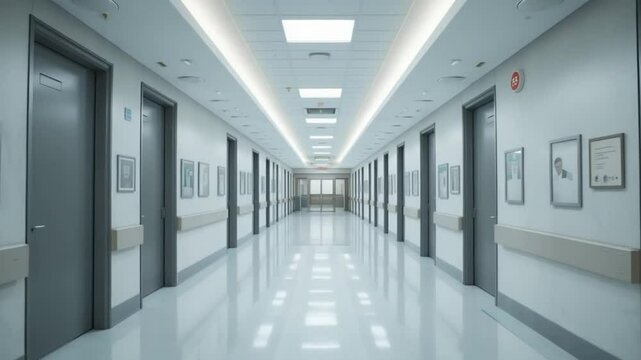 Empty hospital corridor clean modern medical facility professional interior modern healthcare hospital architectural medical space empty hallway sterile setting