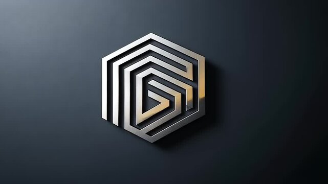 Modern geometric logo design featuring a hexagonal pattern on a dark background