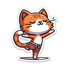 Whimsical Cat in Yoga Position – Funny Cartoon Artwork