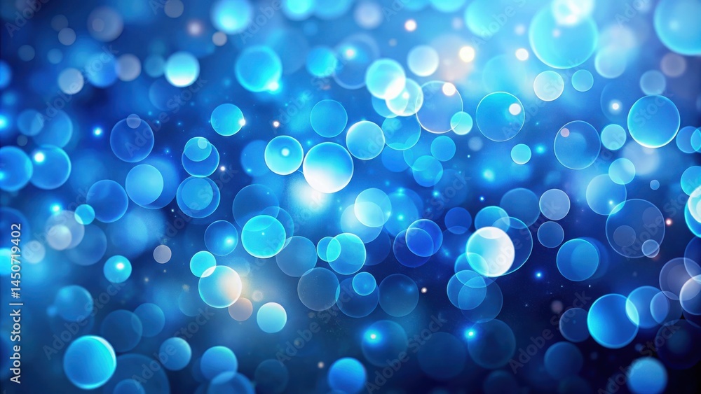 Poster Abstract Blue Bokeh Background with a Touch of Light and a Faded Depth