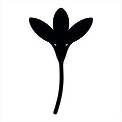 Elegant Silhouette of a Three Petal Flower with a Graceful Stem