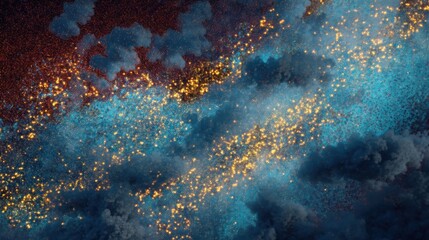  starry night sky in vivid summer color, hyperrealistic glowing constellations and cosmic clouds