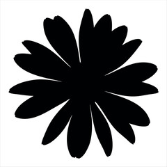 Geometric floral silhouette with petal symmetry in a minimalist design and monochrome color