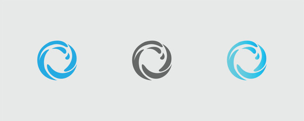 Creative Water Wave Swirl Logo Design Modern Vector Template.